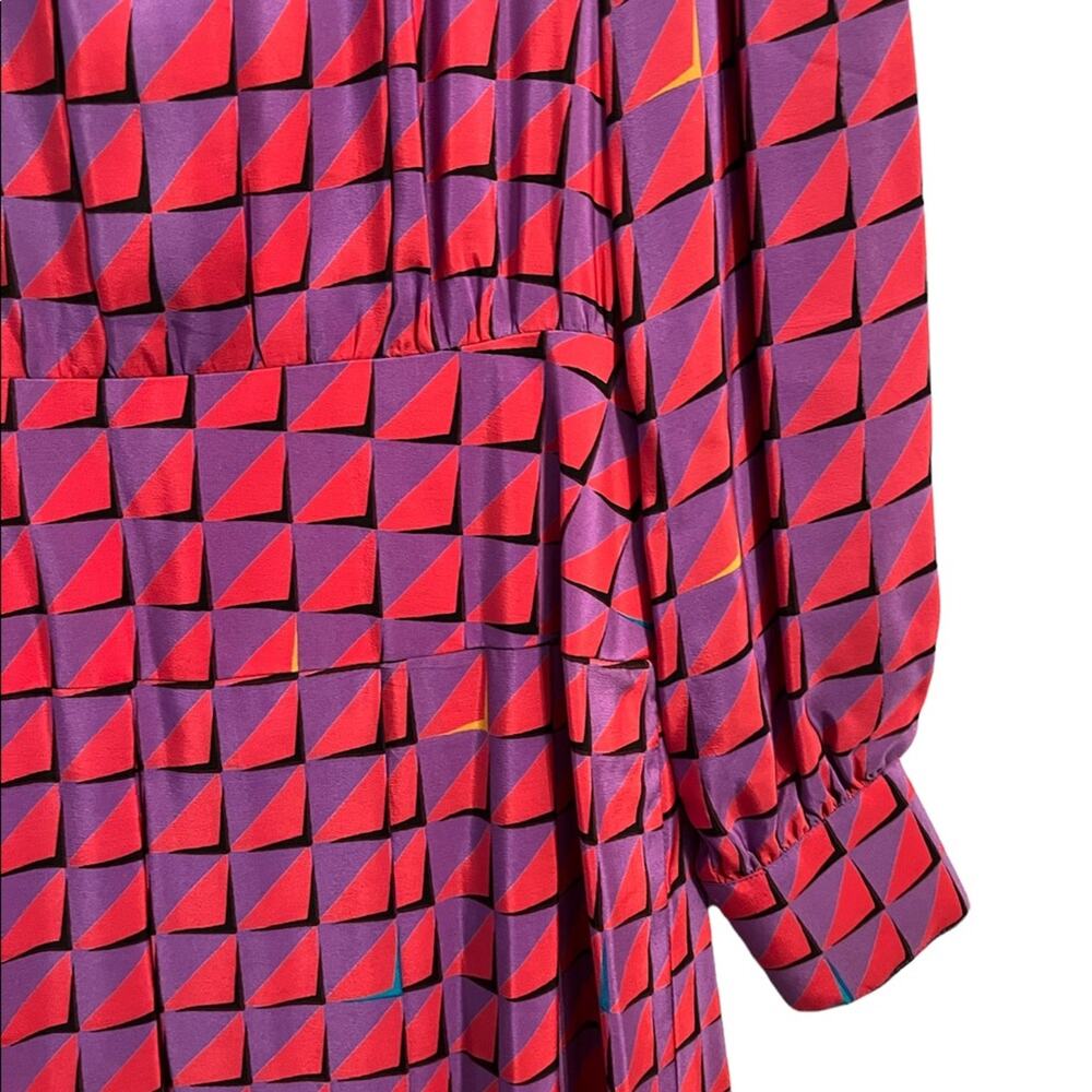 Vintage Silk Marguerite’s Hong Kong Pink Purple Geometric Midi Dress S - Picture 2 of 7